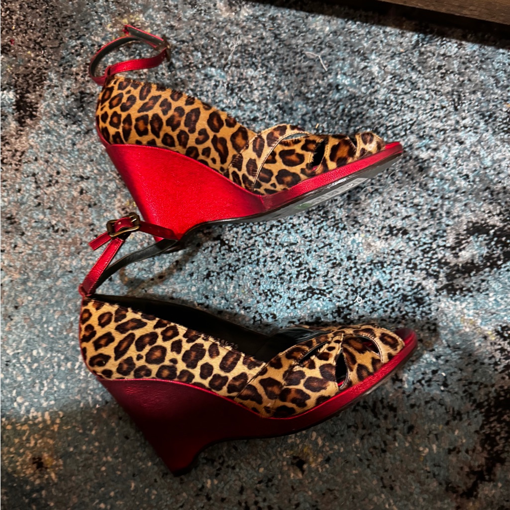Nwob Donald J Pliner Macia Animal Print Wedge Sandals Size 8.5
